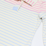 JOULES Womens Patterned Jumper Cream Striped Button Neck Tight Knit UK 10