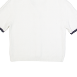 FRENCH CONNECTION Womens Jumper White Collared Waffle Knit Short Sleeve L