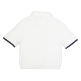 FRENCH CONNECTION Womens Jumper White Collared Waffle Knit Short Sleeve L