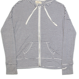 HOLLISTER Hooded Womens Patterned Cardigan Black Striped High Neck Tight Knit S