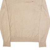 TOMMY HILFIGER Mens Jumper Beige V-Neck Tight Knit L