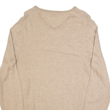 TOMMY HILFIGER Mens Jumper Beige V-Neck Tight Knit L