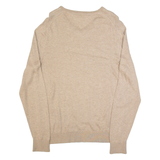 TOMMY HILFIGER Mens Jumper Beige V-Neck Tight Knit L
