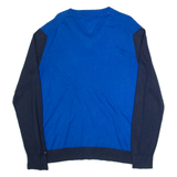 HILFIGER DENIM Mens Patterned Jumper Blue Argyle V-Neck Tight Knit XL