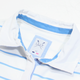 CREW CLOTHING Womens Polo Shirt White Striped Long Sleeve UK 12