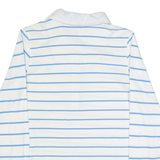 CREW CLOTHING Womens Polo Shirt White Striped Long Sleeve UK 12