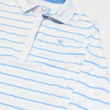 CREW CLOTHING Womens Polo Shirt White Striped Long Sleeve UK 12