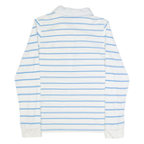 CREW CLOTHING Womens Polo Shirt White Striped Long Sleeve UK 12