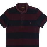 ALL SAINTS Downing Mens Polo Shirt Maroon Striped S
