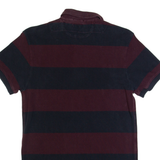 ALL SAINTS Downing Mens Polo Shirt Maroon Striped S