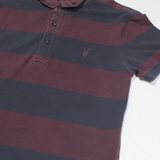 ALL SAINTS Downing Mens Polo Shirt Maroon Striped S