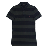 ALL SAINTS Corpus Mens Polo Shirt Black Striped S