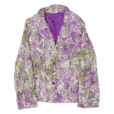 Jeweled Womens Blazer Jacket Purple 90s Floral S