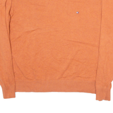 TOMMY HILFIGER Mens Jumper Orange V-Neck Tight Knit M