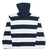 TOMMY HILFIGER Womens Jumper White Striped Roll Neck Tight Knit S