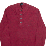 NAUTICA Mens Jumper Red Button Neck Tight Knit XL