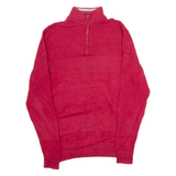 CHAPS Mens Patterned Jumper Red 1/4 Zip Tight Knit S