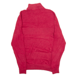 CHAPS Mens Patterned Jumper Red 1/4 Zip Tight Knit S