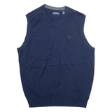 CHAPS Womens Vest Blue V-Neck Tight Knit Sleeveless M