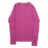 TOMMY HILFIGER Womens Jumper Purple Cable Knit M