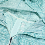 ASICS Womens Rain Jacket Blue Nylon Hooded Crazy Pattern M