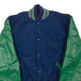 Mens Jacket Blue Wool Colourblock L