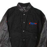 Mens Jacket Black Leather Wool XL