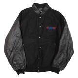 Mens Jacket Black Leather Wool XL