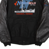 Mens Jacket Black Leather Wool XL