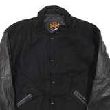 GAME Mens Jacket Black Leather Wool USA XL