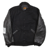 GAME Mens Jacket Black Leather Wool USA XL