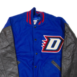 TM ATHLETICS USA Mens Jacket Black Leather Wool Colourblock XL