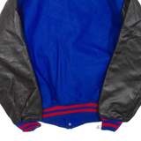 TM ATHLETICS USA Mens Jacket Black Leather Wool Colourblock XL