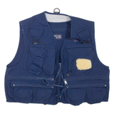 DUNCAN ROW Utility Mens Gilet Blue L
