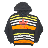 ADIDAS STRIPED Womens Black Hoodie UK 10