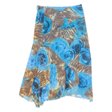 Stretch Womens Flare Skirt Blue Knee Length Floral M