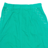 YARELL Womens Pencil Skirt Green Knee Length 90s Denim UK 16