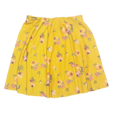 ZARA Womens Skater Skirt Yellow Short Floral S
