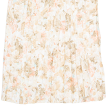 Womens Pleated Skirt Cream Knee Length Floral M