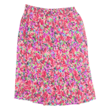 Womens Pleated Skirt Red Knee Length Floral M