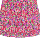 Womens Pleated Skirt Red Knee Length Floral M