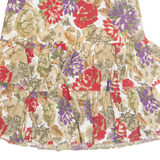 Layered Womens A-Line Skirt Beige Knee Length Viscose Floral M