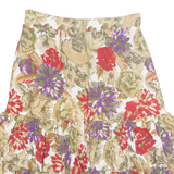 Layered Womens A-Line Skirt Beige Knee Length Viscose Floral M