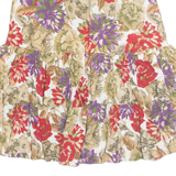 Layered Womens A-Line Skirt Beige Knee Length Viscose Floral M