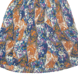 Womens Pleated Skirt Blue Long Floral M