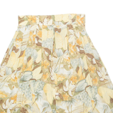 Womens Pleated Skirt Beige Midi Viscose Floral L