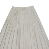 Womens Pleated Skirt Beige Midi Check UK 4