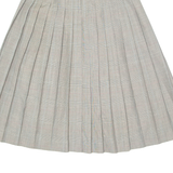 Womens Pleated Skirt Beige Midi Check UK 4