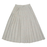 Womens Pleated Skirt Beige Midi Check UK 4