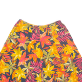Womens A-Line Skirt Orange Knee Length Floral M